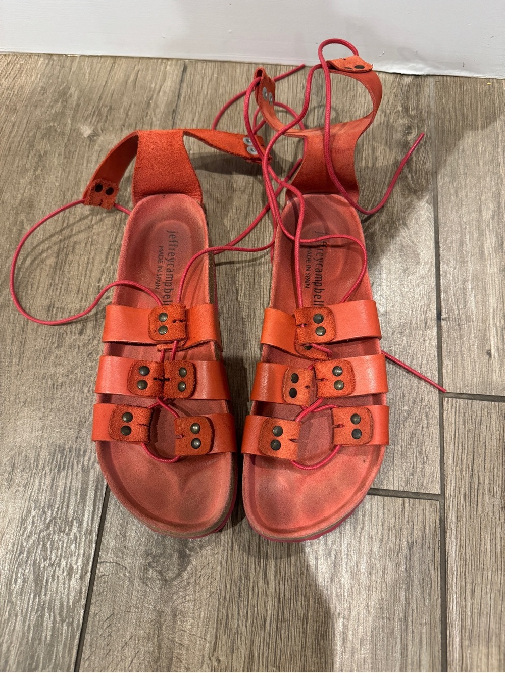 Jeffery Campbell Orange Strappy Lace-Up Sandals